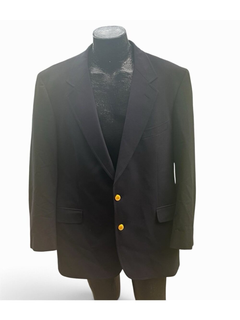 Brooks Brothers Brooksease Navy Blazer Mens 44R Wool Gold Button
